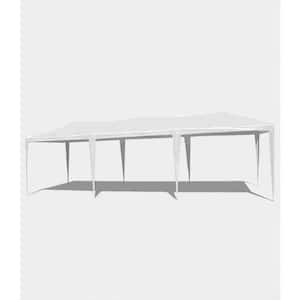 10 ft. x 30 ft. Wedding Party White Canopy Tent Outdoor Gazebo with 5 Removable Sidewalls for Backyard, Birthday Party