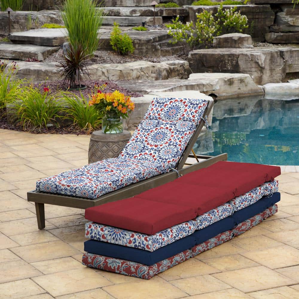 Clark Blue Polyester Outdoor Chaise Lounge Cushion