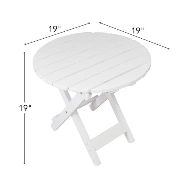 Shine Company 19in. White Adirondack Outdoor Round Folding Acacia