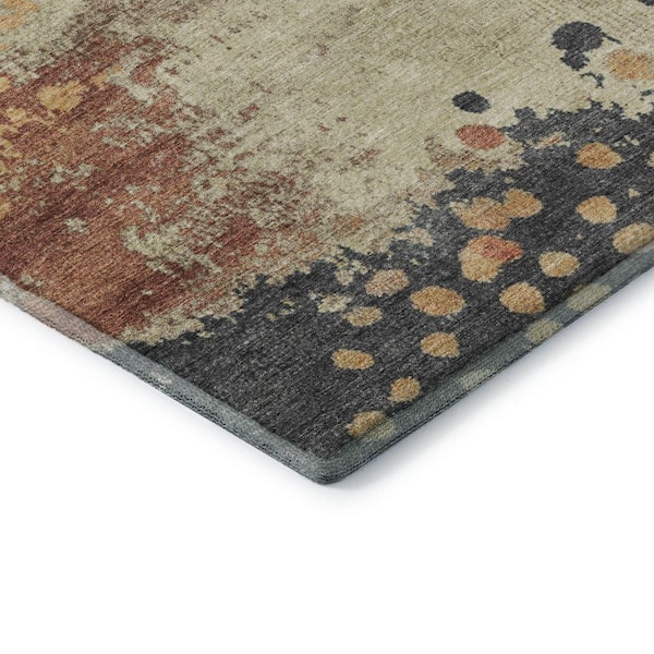 Mayfield Premium Machine Washable Abstract AMF1994 Paprika 3 ft. x 5 ft. Area Rug