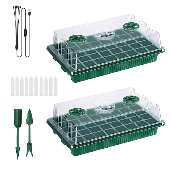 cenadinz 2-Pcs 40 Cells Seed Starter Tray andPlant Grow Light andDome Plant Germination
