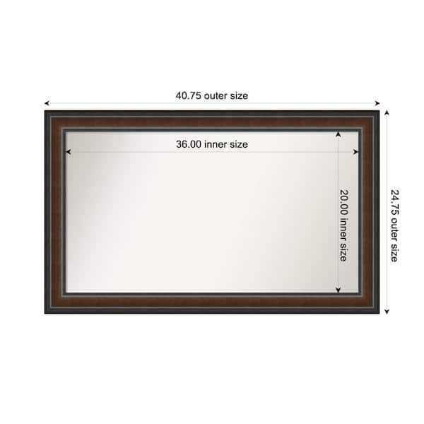 Amanti Art Cyprus Walnut 40.75 in. x 24.75 in. Custom Non-Beveled Wood Framed Bathroom Vantiy Wall Mirror