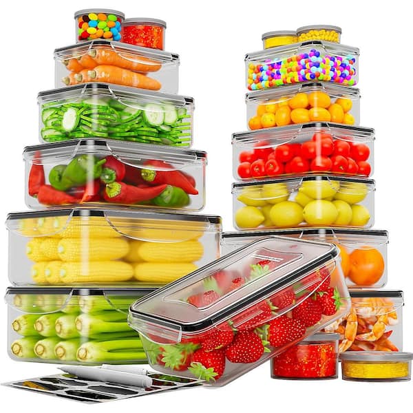 Adrinfly 36-Piece Food Storage Containers Airtight Lid, Leakproof Plastic Containers Labels Pen, BPA Free