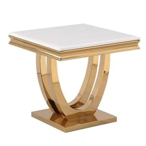 Terracotta 24 in. L Gold Square Faux Marble End Table