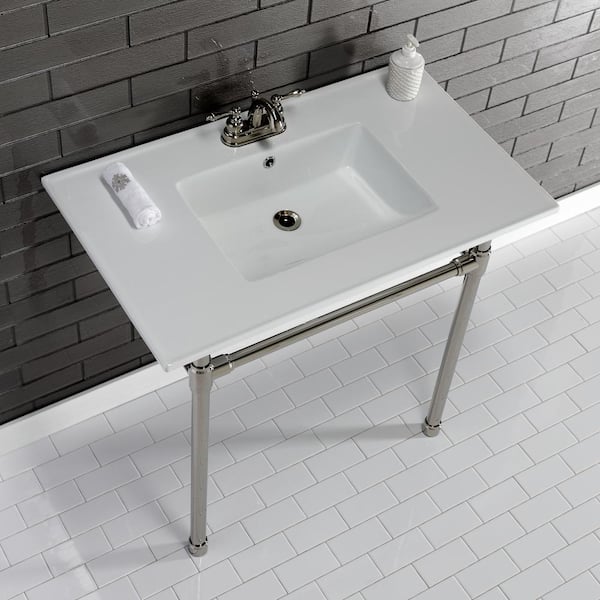 Kingston Brass Dreyfuss Ceramic White Console Sink with Legs in