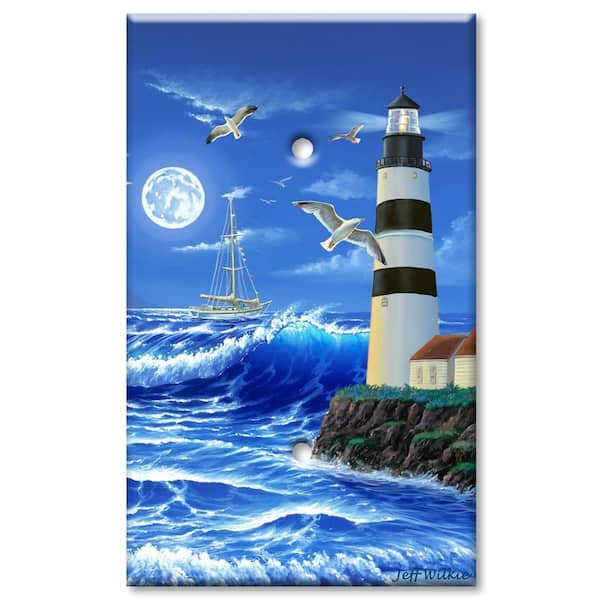 Art Plates Lighthouse at Night Blank Wall Plate