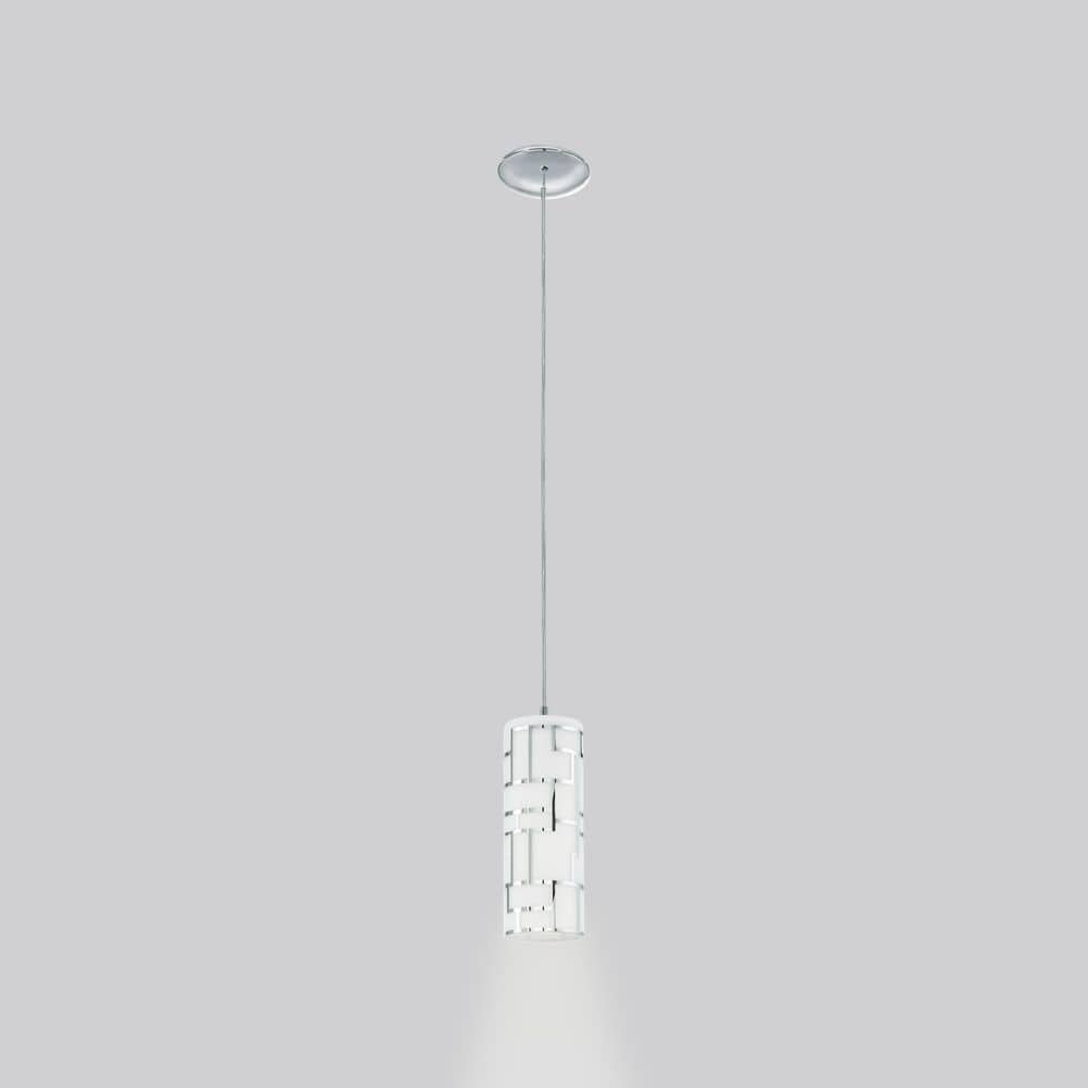 Bayman Chic Modern Chrome Mini Pendant with White Glass