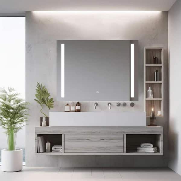 30 in. W x 40 in. H Rectangular Front Light LED Frameless Wall Mirror Bathroom Vanity Mirror