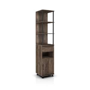 Osman 72 in. H Reclaimed Oak Finish4 Shelf Accent Bookcase with 1-Drawer