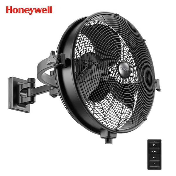 18 in. Wet Rated Indoor/Outdoor Matte Black Wall Fan With Remote