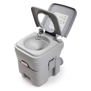 5-Gallon Antique Gray Portable Toilet Flush Potty for Camping Travel Outdoor Activities