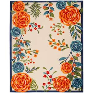 Aloha Multicolor 8 ft. x 11 ft. Botanical Contemporary Indoor/Outdoor Patio Rug