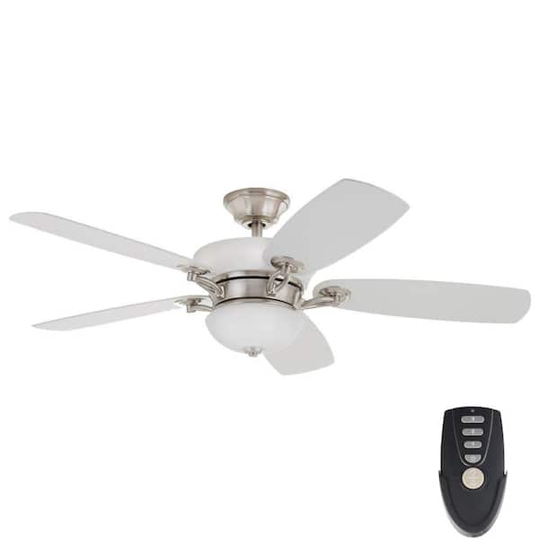 Home Decorators Collection Chardonnay 52 in. Indoor Brushed Nickel Ceiling Fan with Light Kit and Remote Control