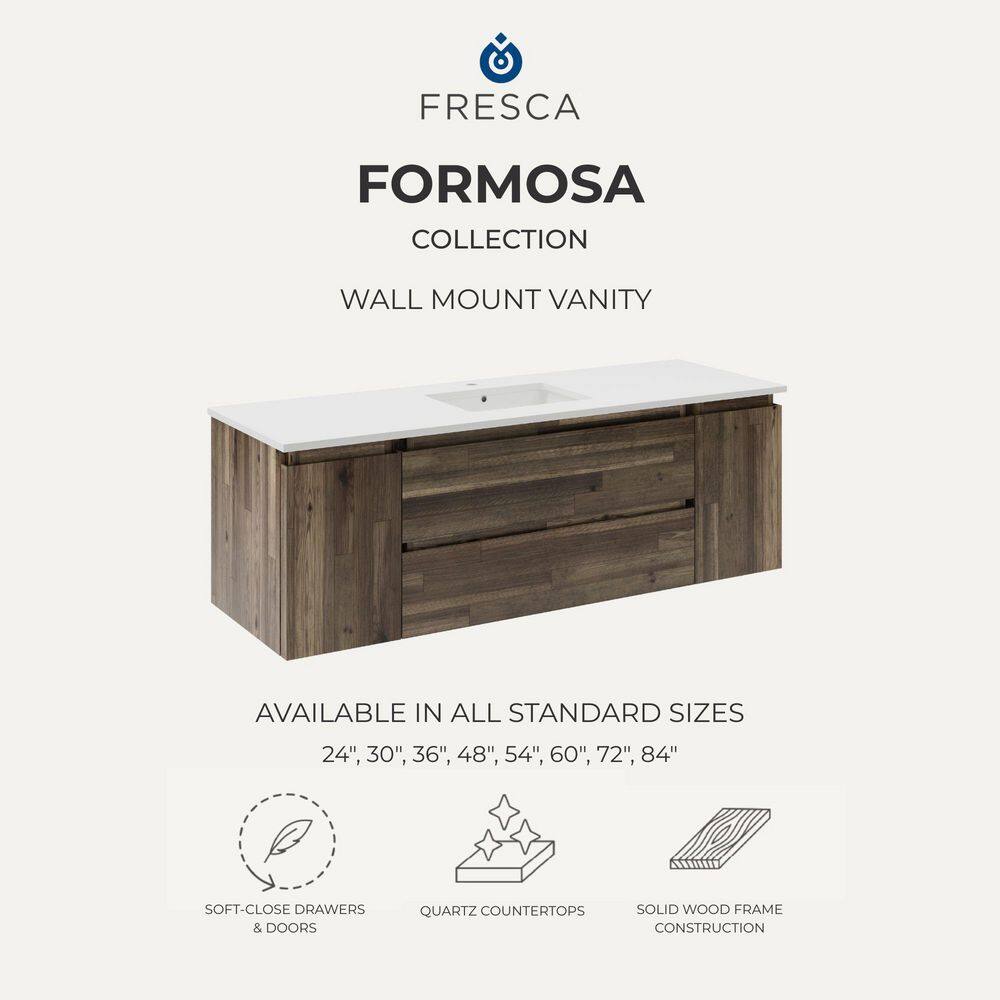 Formosa 47" Brown Acacia Wall-Mounted Single Vanity Base