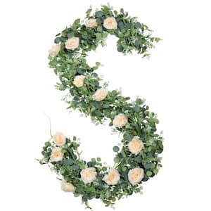 6 .5 ft. Artificial Garlands Decorations Greenery Faux Hanging Vine Garland with Roses for Wedding Party Table Decor