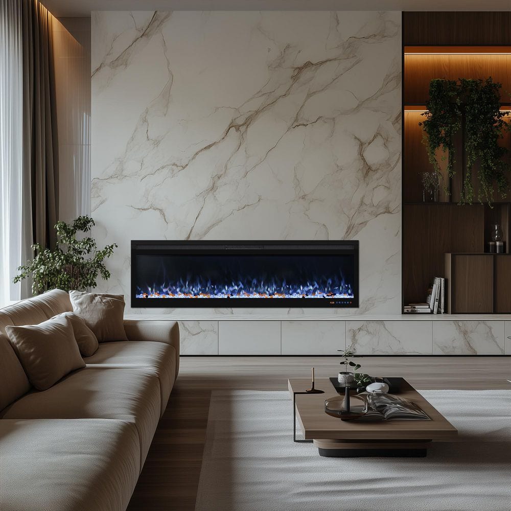 60 in. Electric Fireplace Insert,Recessed, Wall Mounted Ultra Thin,169 Flame Color Combinations,Timer,Log Set, Crystal price history on PriceWatchPro