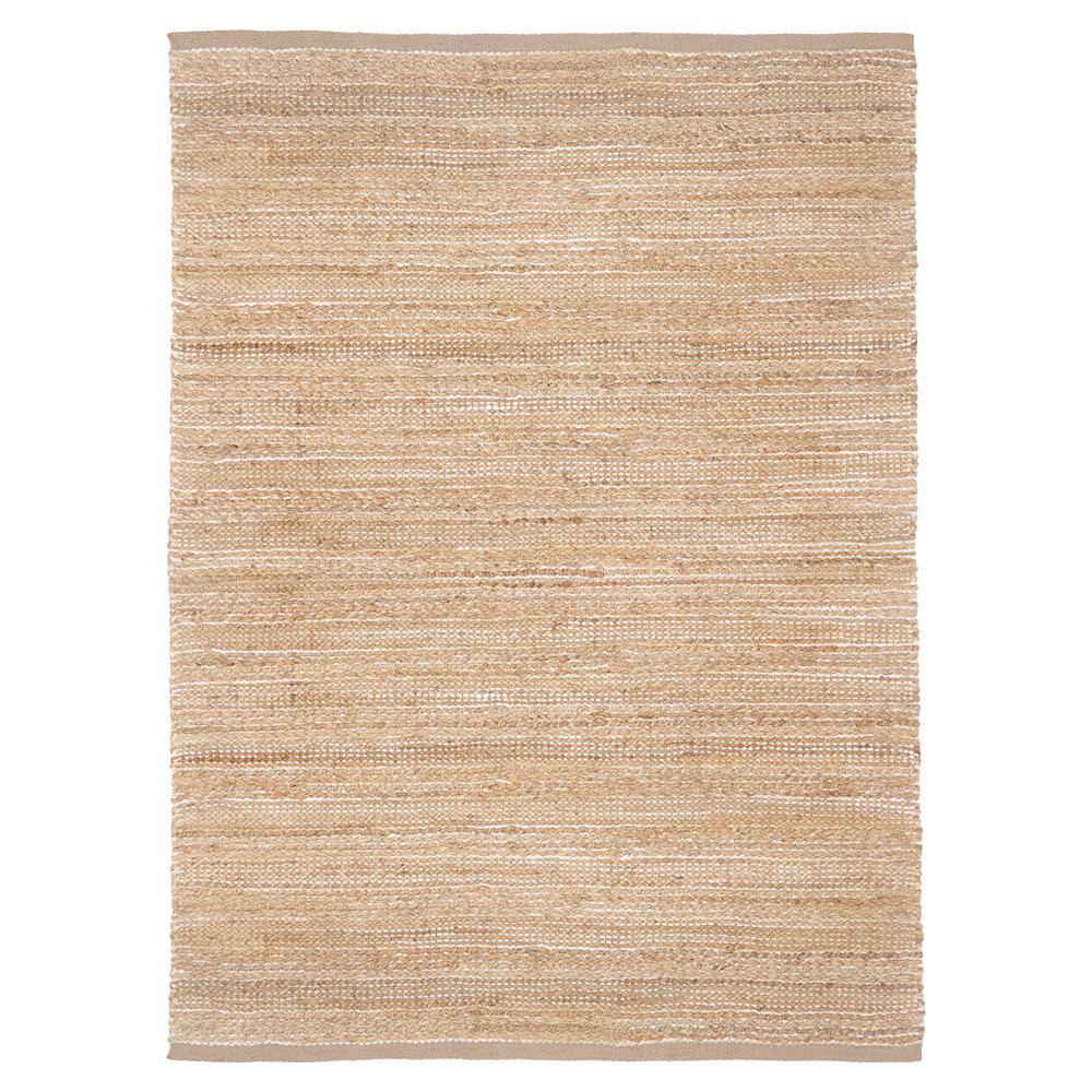 Cream/Ivory 7 ft. 9 in. x 9 ft. 9 in. Area Rug Jute Blend Striped