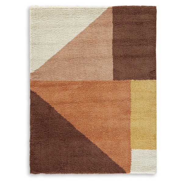 Gailmore Brown/Beige 5 ft. x 7 ft. Geometric Area Rug