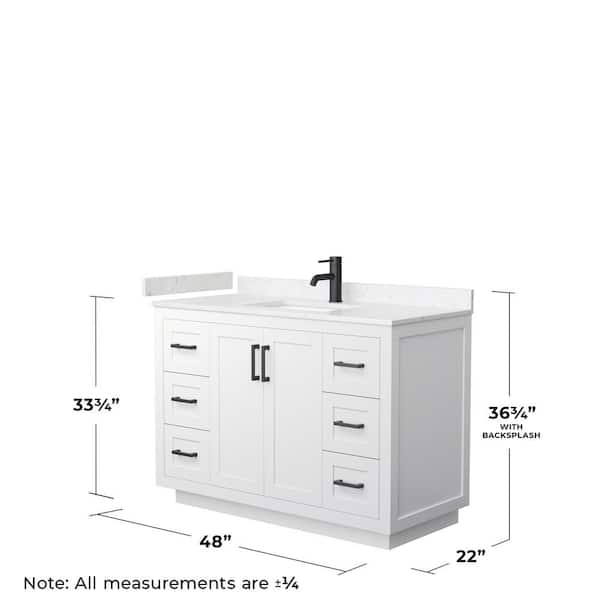 Miranda 48 in. W Single Bath Vanity in White with Cultured Marble Vanity Top in Light-Vein Carrara with White Basin