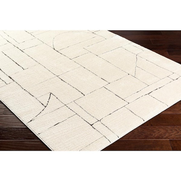 Freud Charcoal/Cream Geometric 3 ft. x 7 ft. Indoor Runner Area Rug
