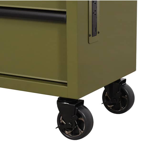 Husky 46 in. W x 18.1 in. D 9-Drawer Army Green Mobile Workbench