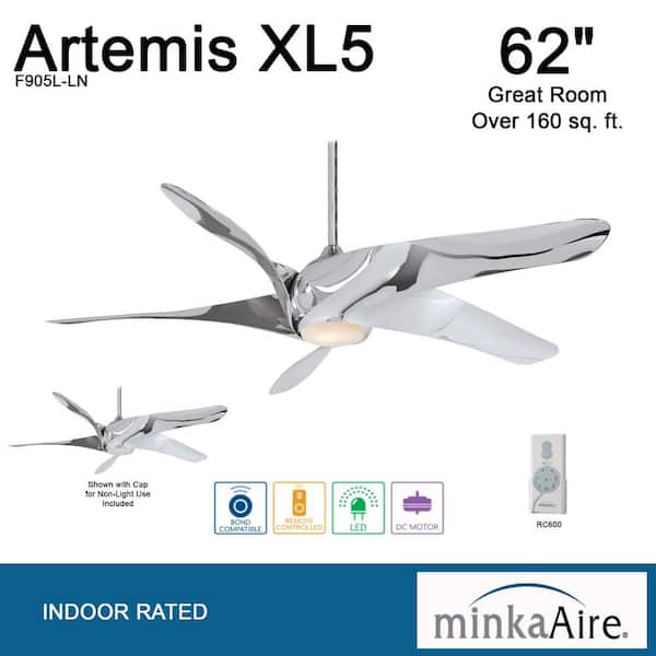 MINKA-AIRE Artemis XL5 62 in. Integrated LED Indoor Liquid Nickel