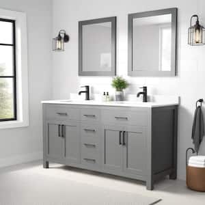 Beckett 66 in. W x 22 in. D x 35 in. H Double Sink Bathroom Vanity in Dark Gray with Carrara Cultured Marble Top