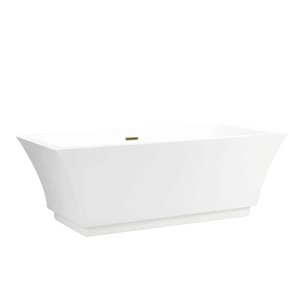 67'' White Freestanding Acrylic Soaking Bathtub