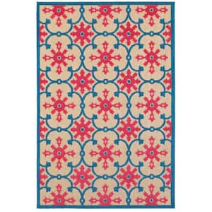 Lilo Red/Blue 5 ft. x 8 ft. Outdoor Patio Area Rug