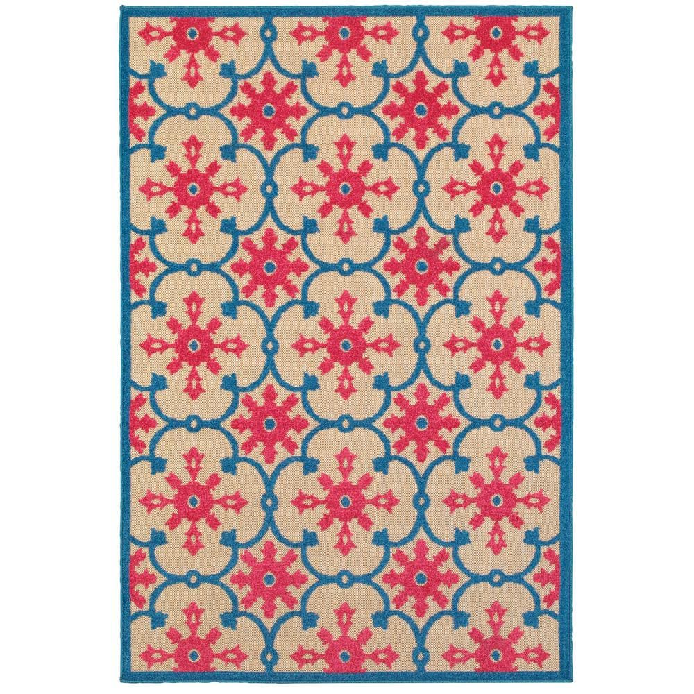 Lilo Red/Blue 7 ft. x 10 ft. Outdoor Patio Area Rug price history on PriceWatchPro