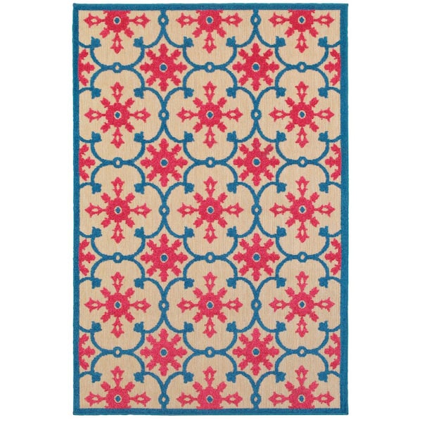 Home Decorators Collection Lilo Red/Blue 8 ft. x 11 ft. Outdoor Patio Area Rug