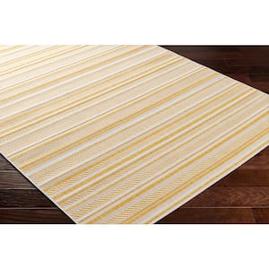 Llyr Yellow 4 ft. x 6 ft. Striped Indoor/Outdoor Area Rug