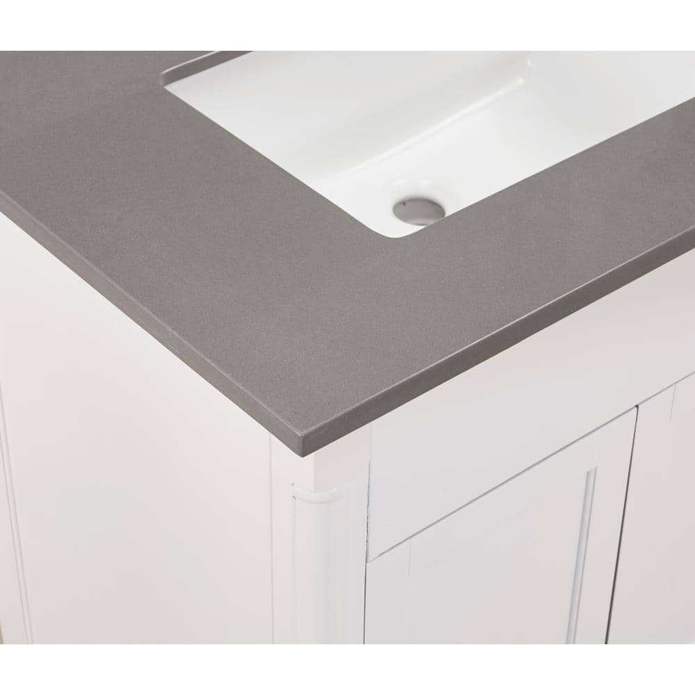 Madrid 73'' Concrete Gray Double Vanity Top with White Sinks