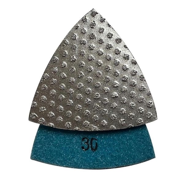3 in. Triangular Grinding Pads for Oscillating Multi-Tools, Vacuum Brazed Diamond, 3mm Segment Height, 30 Grit