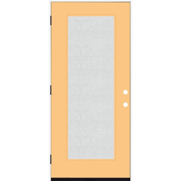 Steves & Sons Legacy 36 in. x 80 in. Full Lite Rain Glass RHOS Primed Jackfruit Finish Fiberglass Prehung Front Door