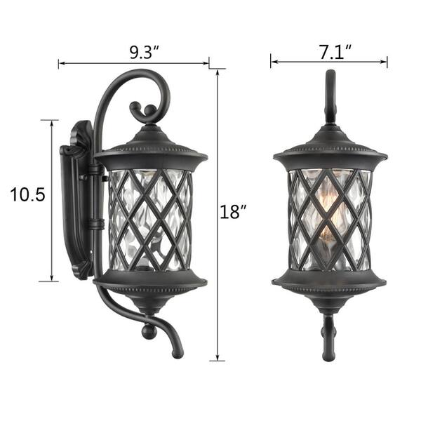 Black Outdoor Wall Lights Exterior Light Fixture Water Glass Shade AX ...