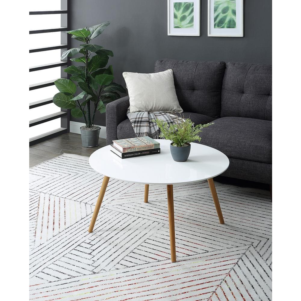 Oslo 32" Round White Gloss Midcentury Modern Coffee Table