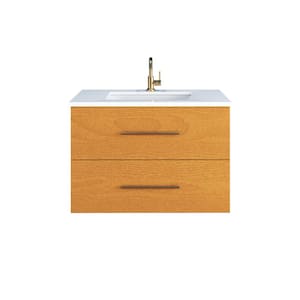 Napa 36 W x 22 D x 21-3/8 H Single Sink Bathroom Vanity Wall Mounted in Pacific Maple with White Quartz Countertop