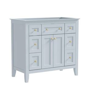 35.5 in. W x 17.8 in. D x 33.4 in. H Bath Vanity Cabinet without Top in Light Blue with Six Drawers