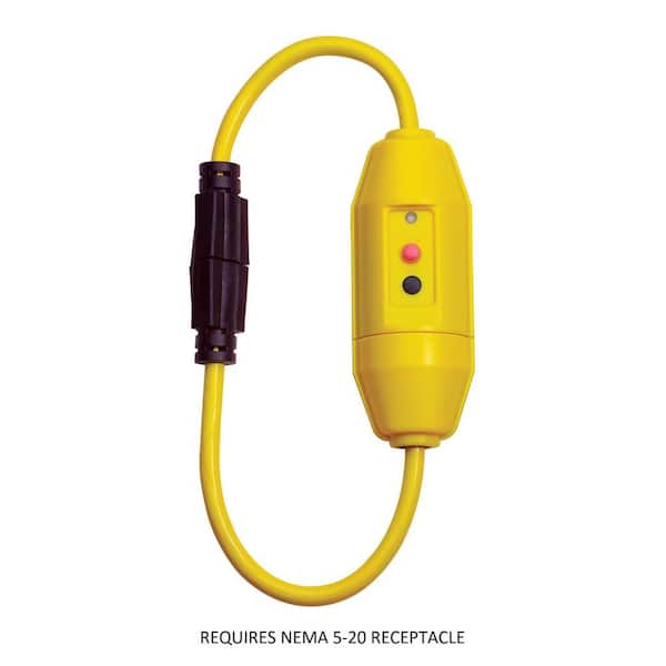2 ft. In-Line 20-Amp Straight Blade GFCI Cord