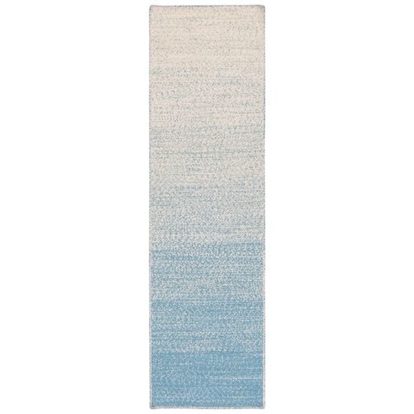 Natural Fiber 2 ft. x 8 ft. Natural/Light Blue Ombre Runner Rug