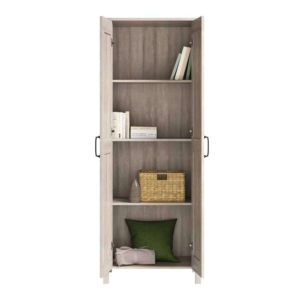 Spring Maple Two-Door Living Room Storage Cabinet with Adjustable Shelving