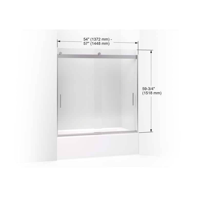 Levity 54-57 in. W x 60 in. H Semi-Frameless Sliding Tub Door in Silver with 1/4 in. Thick Clear Glass and Blade Handles price history on PriceWatchPro