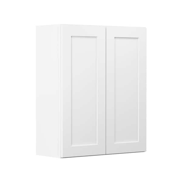 Shaker Ready To Assemble 27 in. W x 36 in. H x 12 in. D Plywood Wall Kitchen Cabinet in Denver White Painted Finish Shaker Ready To Assemble 27 in. W x 36 in. H x 12 in. D Plywood Wall Kitchen Cabinet in Denver White Painted Finish