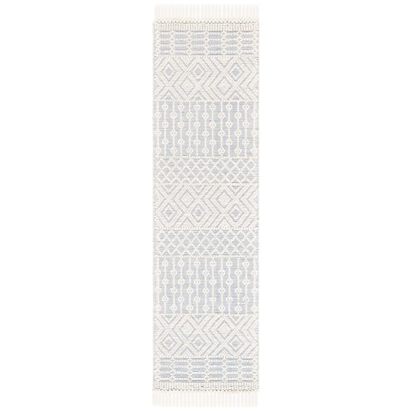 Natura 2 ft. x 12 ft. Ivory/Gray Geometric Tribal Runner Rug