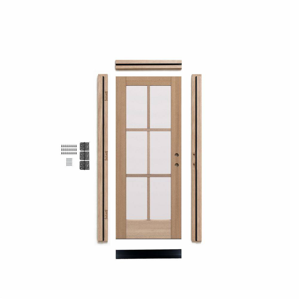 G106 32 in. x 80 in. Left Inswing Mahogany Wood 6-Lite Clear Glass Single Front Door Kit with Quick Assemble Jamb price history on PriceWatchPro