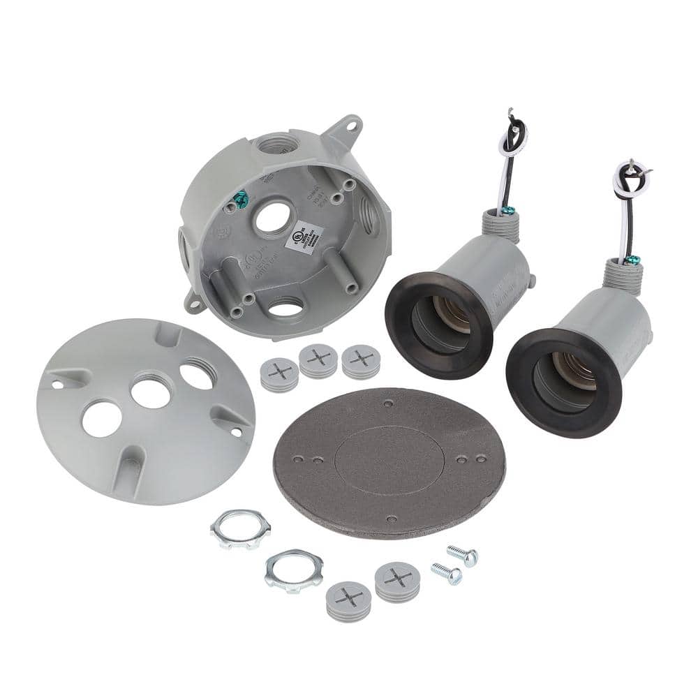 Commercial Electric Gray Outdoor Flood Light Weatherproof Lampholder