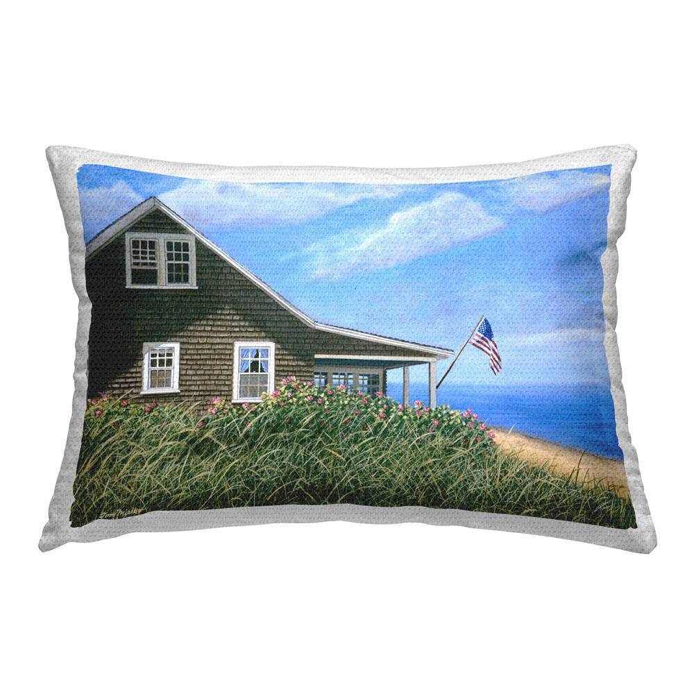 Cape House with Flag Outdoor Printed Throw Pillow by Tom Mielko price history on PriceWatchPro