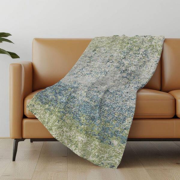 Premium Machine Washable ASB36 Green 50 in. x 70 in. Sherpa Throw Blanket