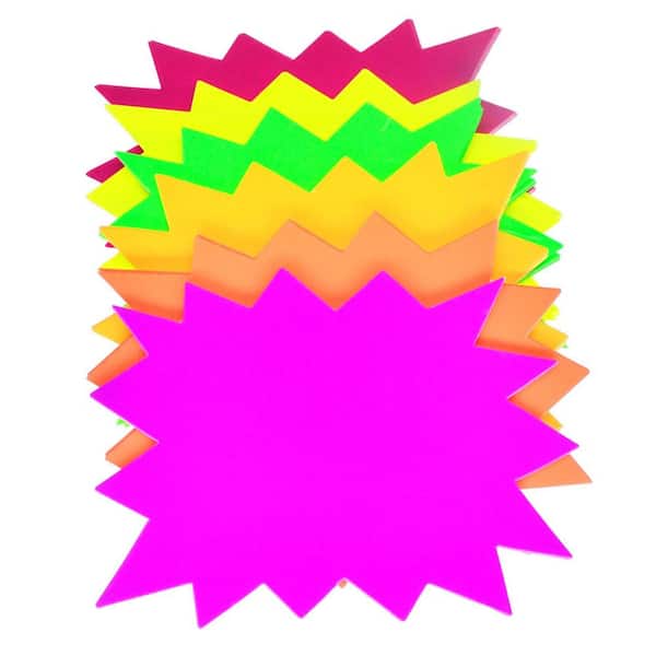 60 Pack Fluorescent Cardstock Burst Star Signs Neon Cutouts Sign for Retail Garage Sale Yard Sale Price Tags
